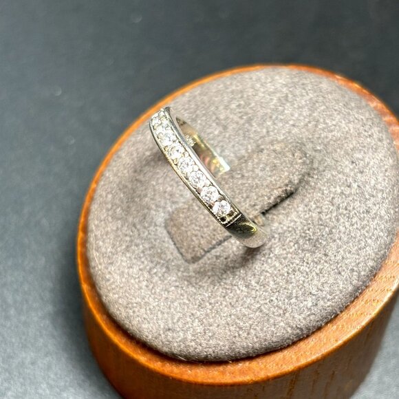 VTG Sterling Silver 925 Cubic Zirconia Pave Set Band 2.25mm Ring Size 6.5 - Picture 2 of 10